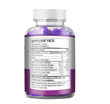 24 mois Durée de conservation Calcium D3 Vitamine magnésium gomme pour le développement osseux