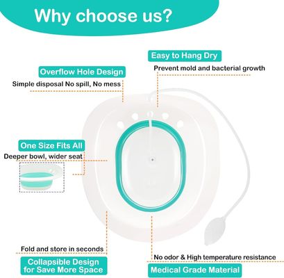 Santé féminine Sitz pliable bain pour siège de toilette Hémorroïdes Cuisine de soins post-partum