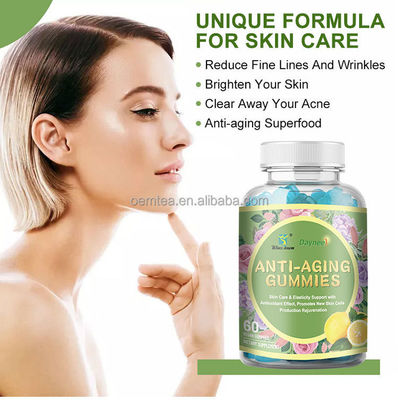 Méthode de stockage à température ambiante Lutéine Collagène Anti-âge gomme pour blanchiment de la peau