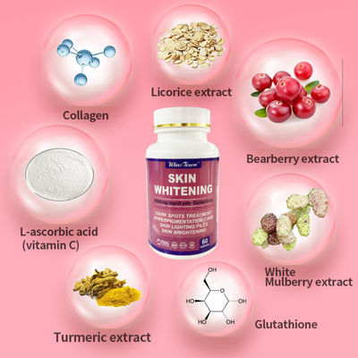Tablettes de collagène pour blanchir la peau et la lutte contre le vieillissement avec des herbes naturelles et biologiques
