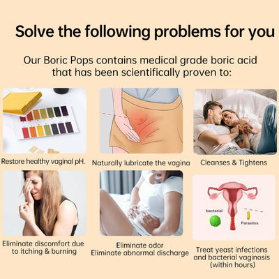 Restaurer l' équilibre du pH vaginal avec 600 mg/pcs de Yoni Pops et de suppositoires d' acide borique